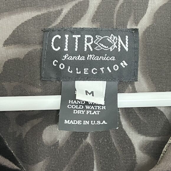 Citron Santa Monica Medium Floral Velvet Semi Shear Silk Button Up Tunic R8 - Picture 6 of 6